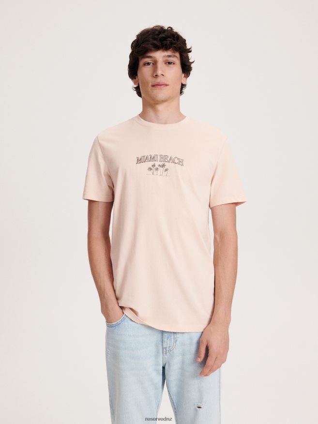 Reserved Men Fashion Regular Fit T-Shirt With Print P6H08T1270 Apparel Pastel Pink