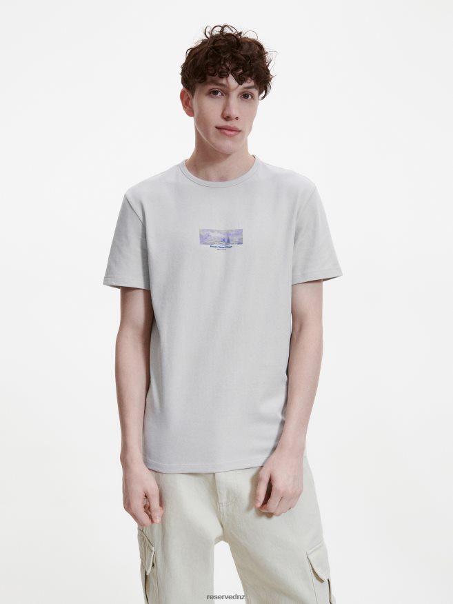 Reserved Men Fashion Regular Fit T-Shirt With Print P6H08T1274 Apparel Light Grey