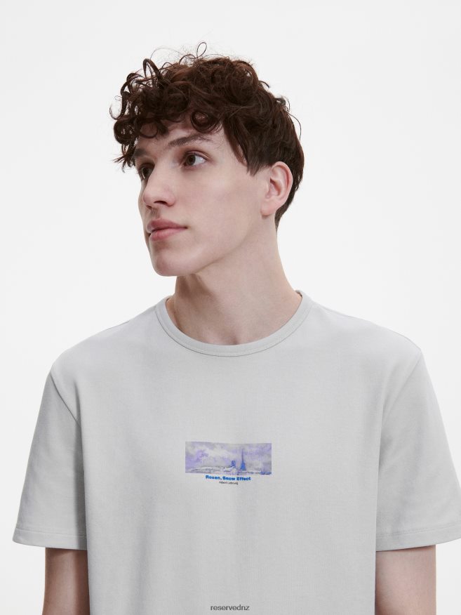 Reserved Men Fashion Regular Fit T-Shirt With Print P6H08T1274 Apparel Light Grey