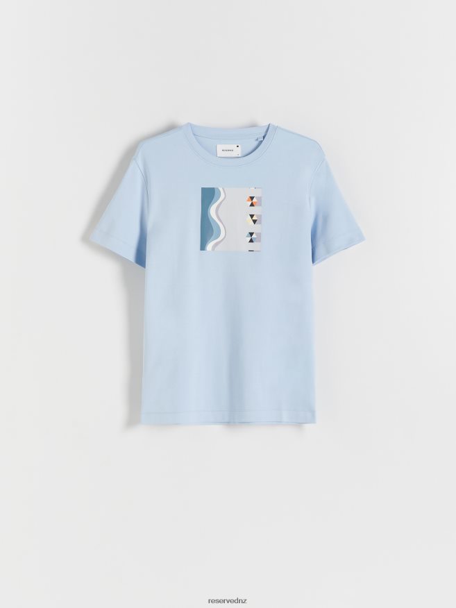 Reserved Men Fashion Regular Fit T-Shirt With Print P6H08T1276 Apparel Light Blue