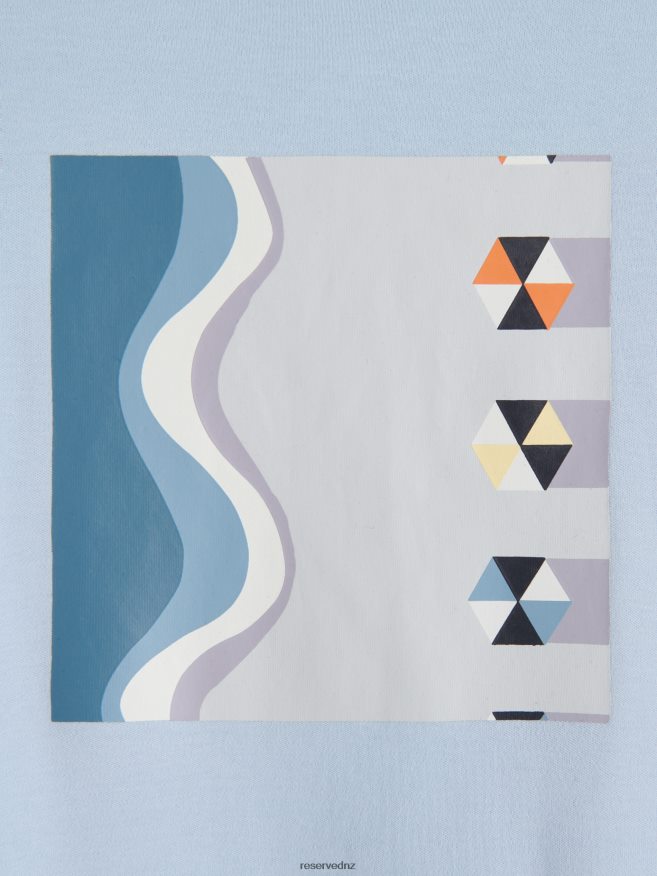 Reserved Men Fashion Regular Fit T-Shirt With Print P6H08T1276 Apparel Light Blue