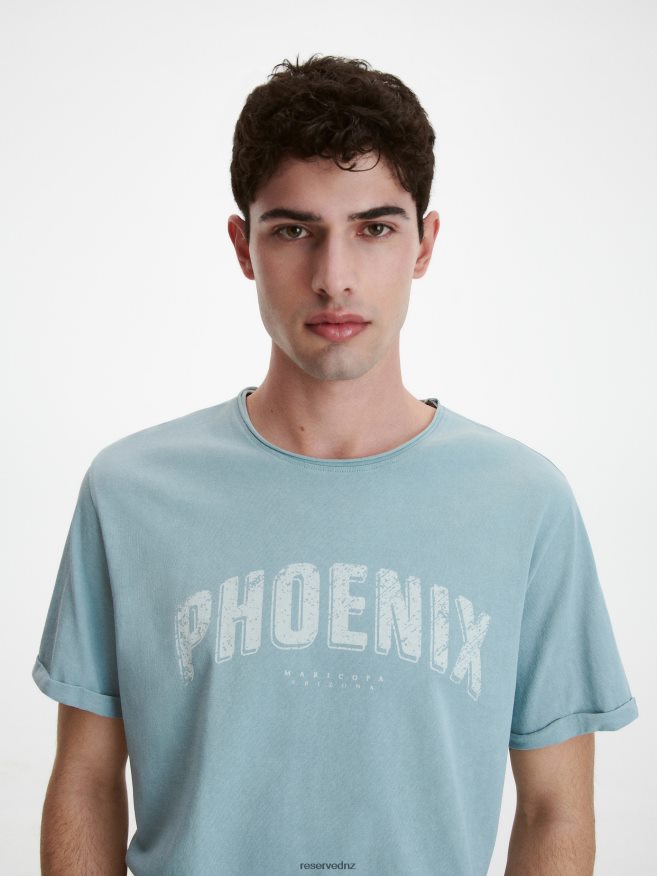 Reserved Men Fashion Regular Fit T-Shirt With Print P6H08T1278 Apparel Pale Blue