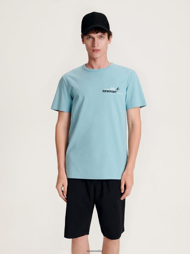 Reserved Men Fashion Regular Fit T-Shirt With Print P6H08T1292 Apparel Aqua