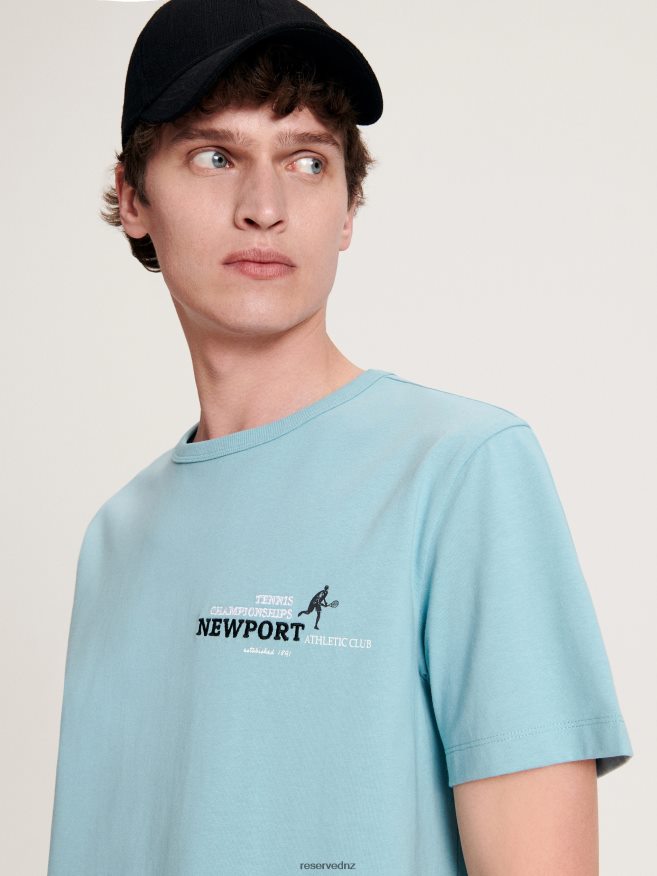 Reserved Men Fashion Regular Fit T-Shirt With Print P6H08T1292 Apparel Aqua