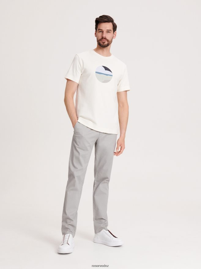 Reserved Men Fashion Regular Fit T-Shirt With Print P6H08T1295 Apparel Cream