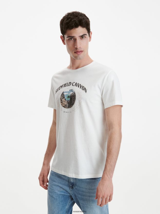 Reserved Men Fashion Regular Fit T-Shirt With Print P6H08T1300 Apparel Cream