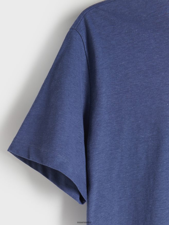 Reserved Men Linen Blend T-Shirt P6H08T1269 Apparel Navy