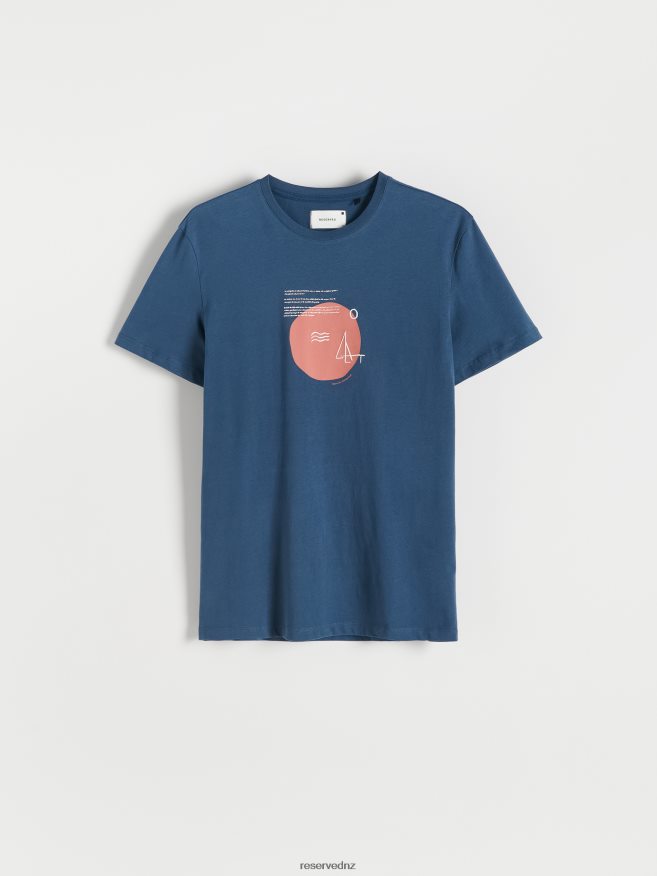 Reserved Men New Regular Fit T-Shirt With Print P6H08T1242 Apparel Navy