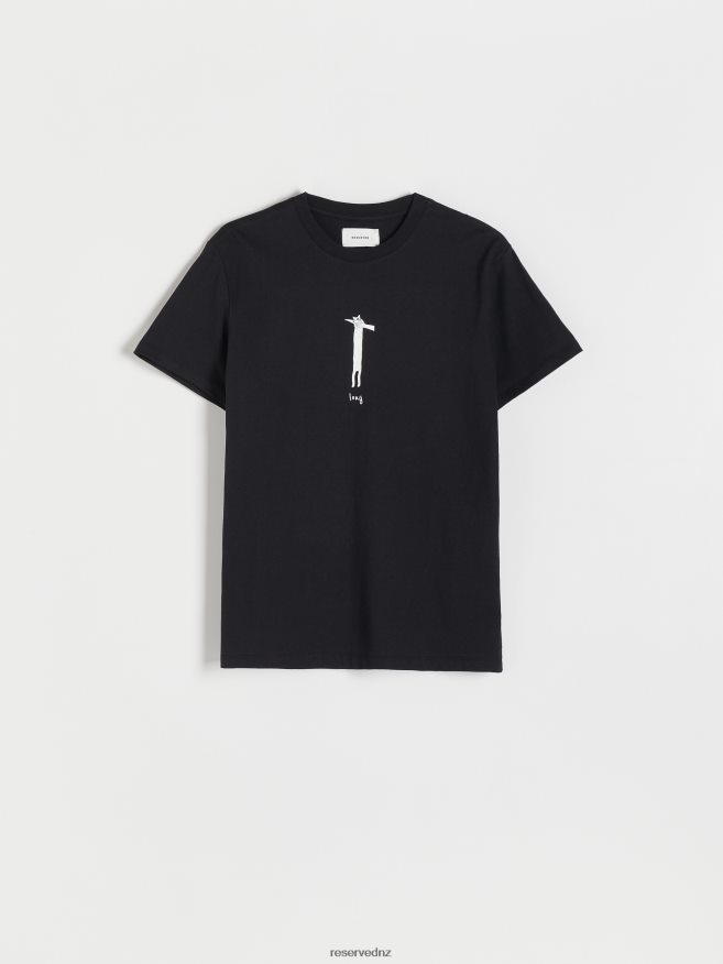 Reserved Men New Regular Fit T-Shirt With Print P6H08T1244 Apparel Black