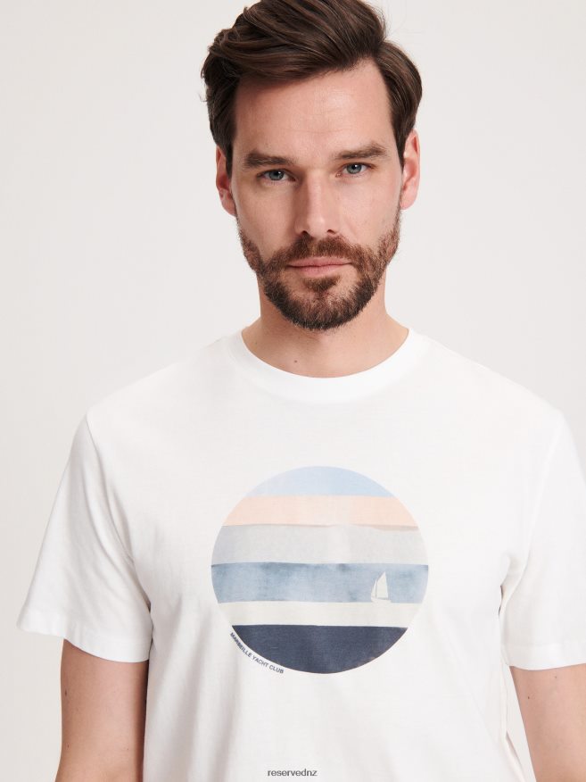 Reserved Men New Regular Fit T-Shirt With Print P6H08T1250 Apparel Cream