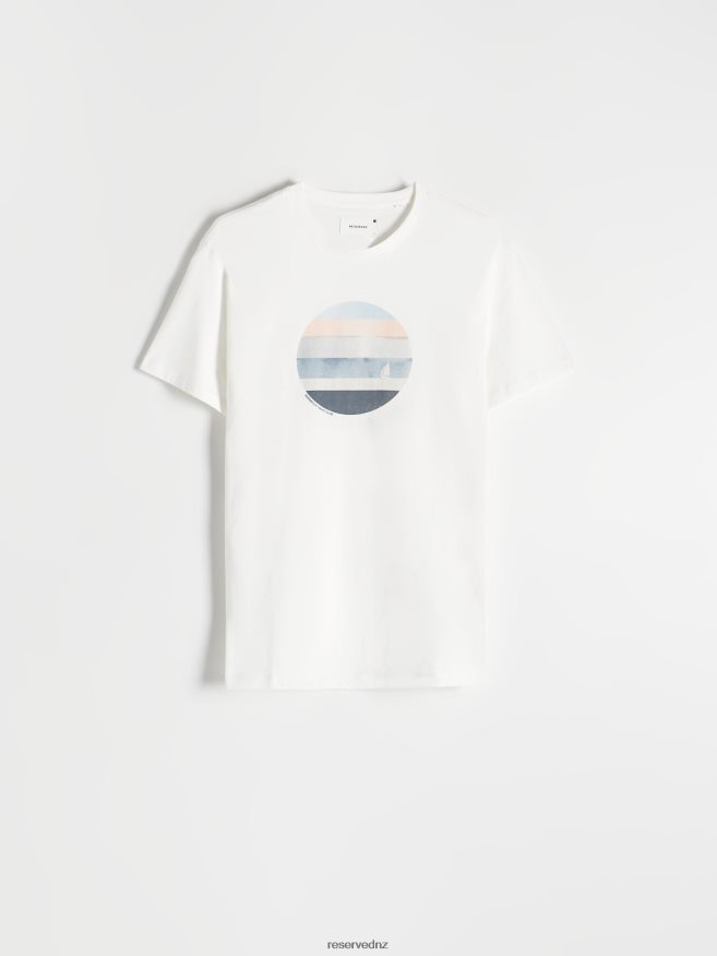 Reserved Men New Regular Fit T-Shirt With Print P6H08T1250 Apparel Cream