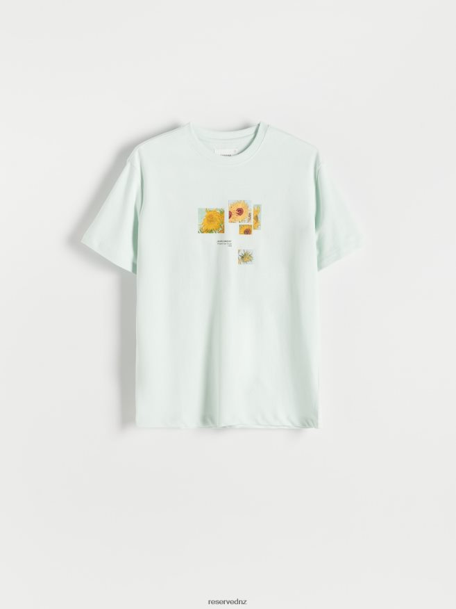 Reserved Men New Regular Fit T-Shirt With Print P6H08T1254 Apparel Pale Turquoise