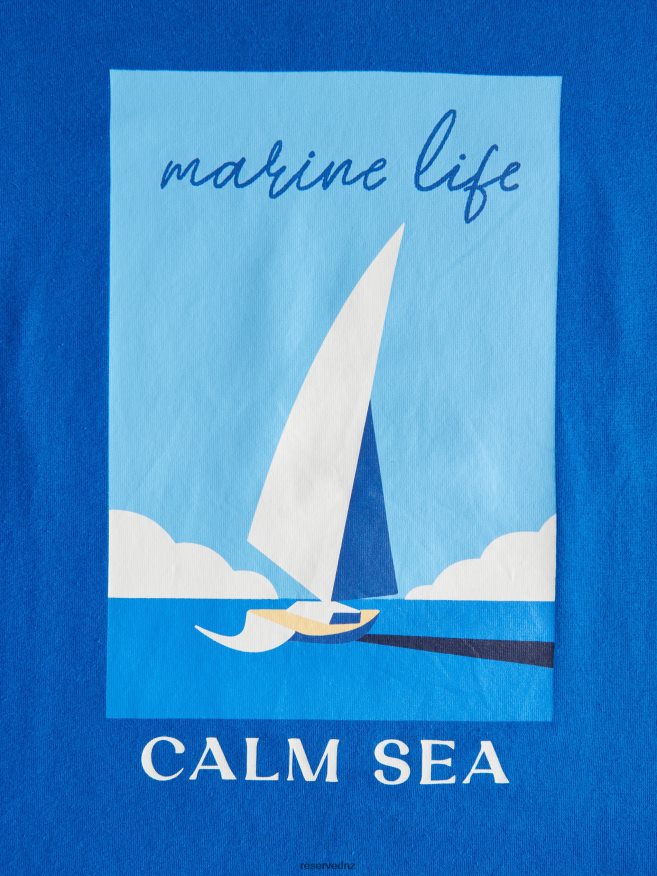 Reserved Men New Regular Fit T-Shirt With Print P6H08T1261 Apparel Blue