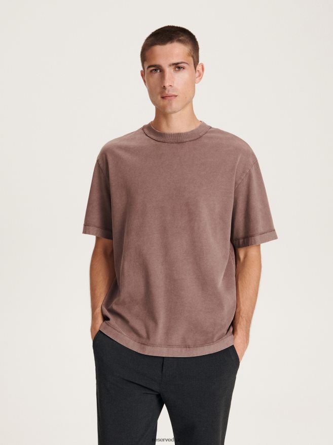 Reserved Men Oversized T-Shirt P6H08T1182 Apparel Dusty Brown
