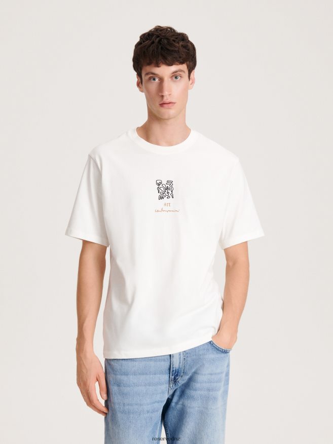 Reserved Men Oversized T-Shirt With Print P6H08T1206 Apparel Cream