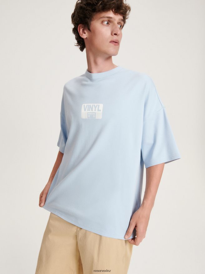 Reserved Men Oversized T-Shirt With Print P6H08T1253 Apparel Light Blue