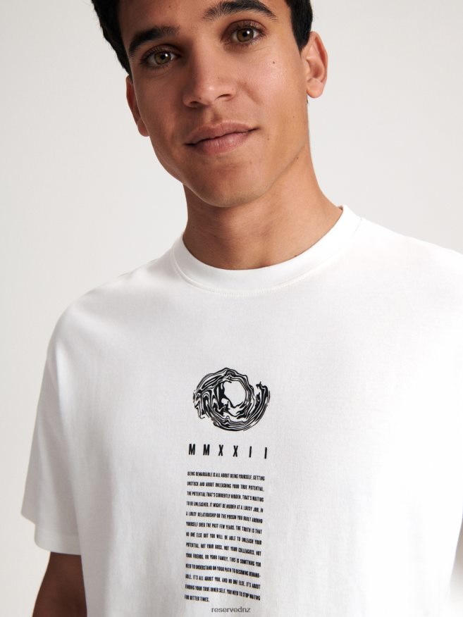 Reserved Men Oversized T-Shirt With Print P6H08T1262 Apparel Cream