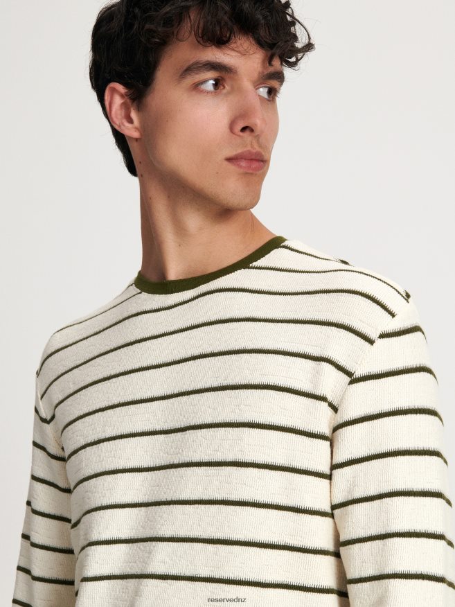 Reserved Men Regular Fit Stripe Long Sleeve T-Shirt P6H08T1277 Apparel Olive