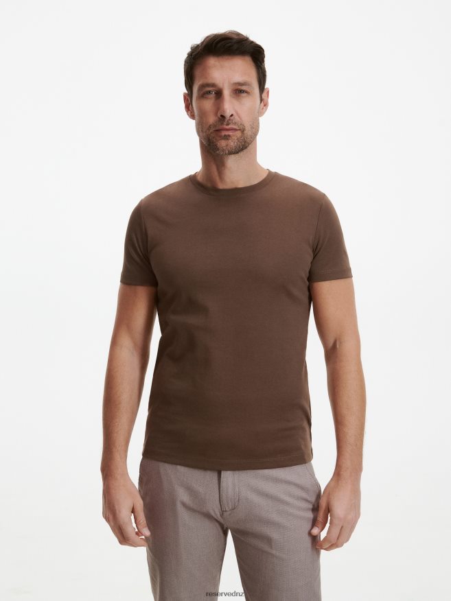 Reserved Men Regular Fit T-Shirt Fashion Style P6H08T1287 Apparel Dark Brown