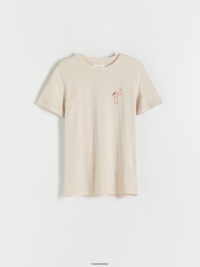 Reserved Men Regular Fit T-Shirt With Applique P6H08T1296 Apparel Nude