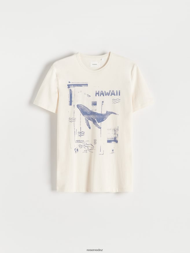 Reserved Men Regular Fit T-Shirt With Print P6H08T1304 Apparel Cream