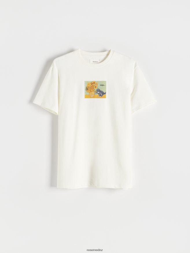 Reserved Men Regular Fit T-Shirt With Print P6H08T1307 Apparel Cream