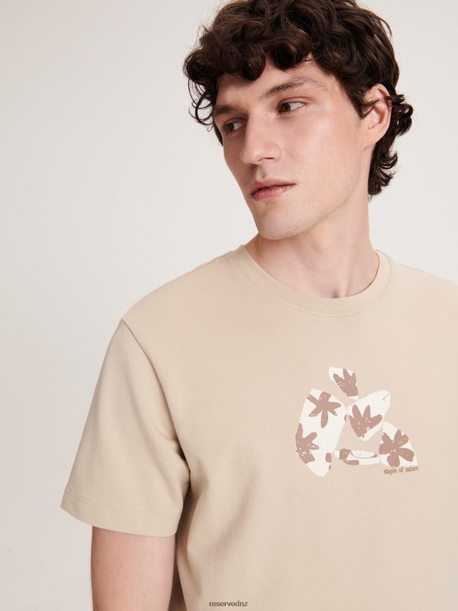 Reserved Men Regular Fit T-Shirt With Print P6H08T1319 Apparel Beige