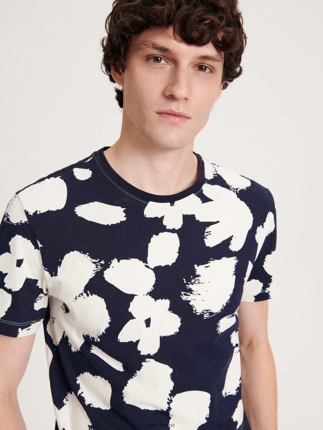 Reserved Men Regular Fit T-Shirt With Print P6H08T1320 Apparel Navy