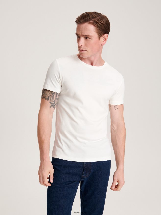 Reserved Men Slim Fit T-Shirt P6H08T1186 Apparel Cream