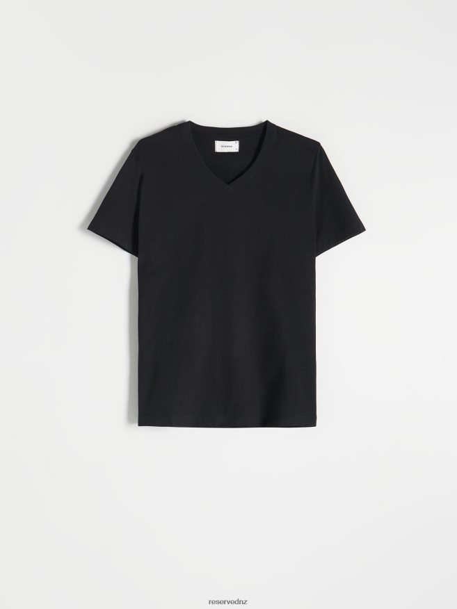 Reserved Men Slim Fit V-Neck T-Shirt P6H08T1187 Apparel Black