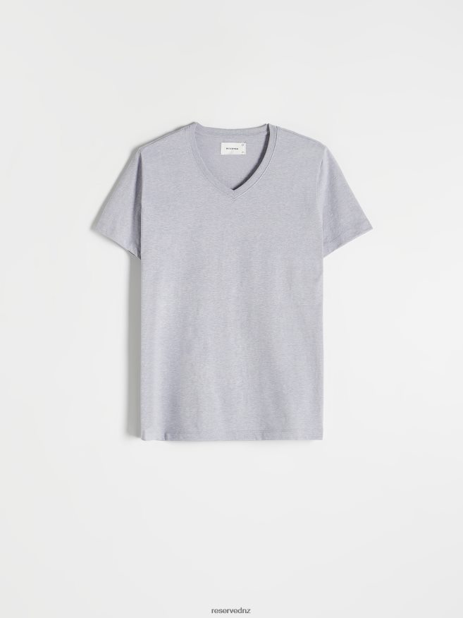 Reserved Men Slim Fit V-Neck T-Shirt P6H08T1210 Apparel Blue