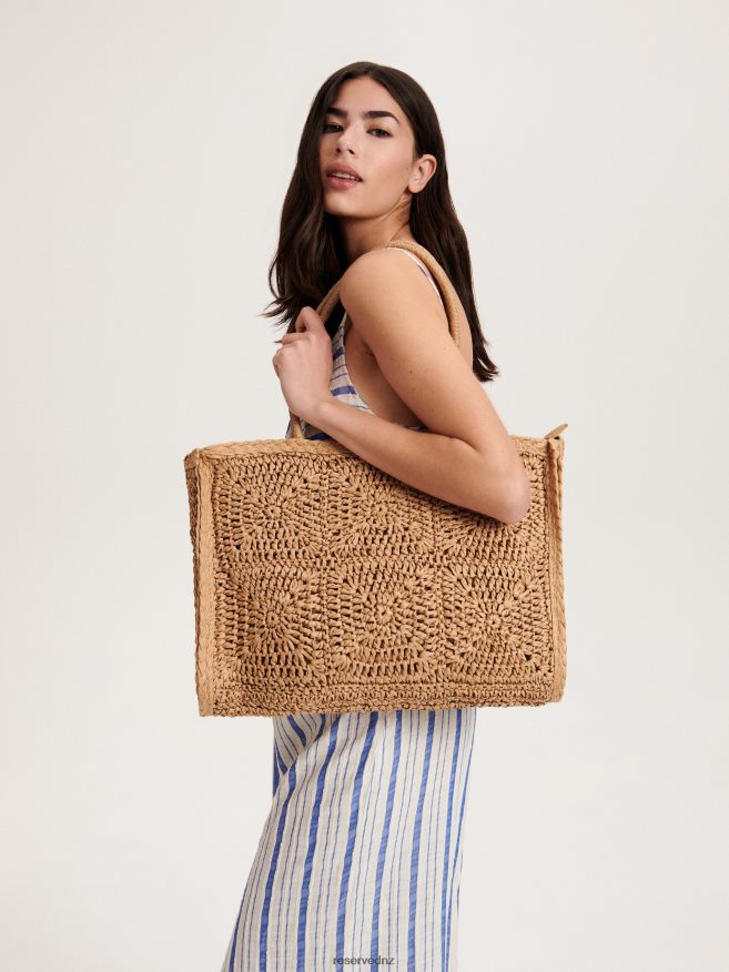 Reserved Women Woven Shopper Bag P6H08T998 Accessory Beige