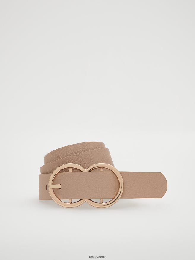 Reserved Women Belt With Decorative Buckle P6H08T1028 Accessory Beige