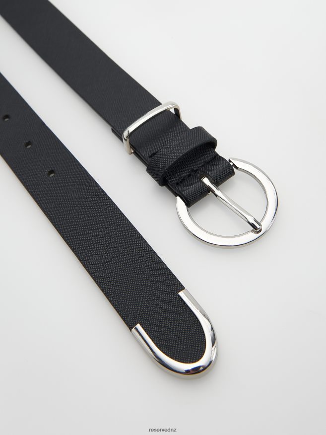 Reserved Women Belt With Round Buckle P6H08T1022 Accessory Black
