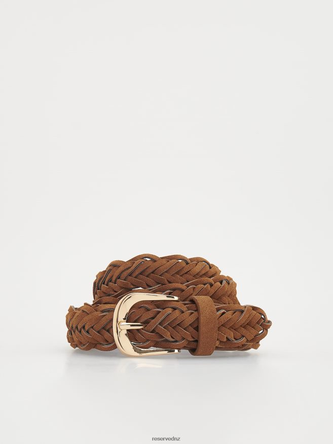 Reserved Women Braided Belt With Buckle P6H08T1027 Accessory Brown