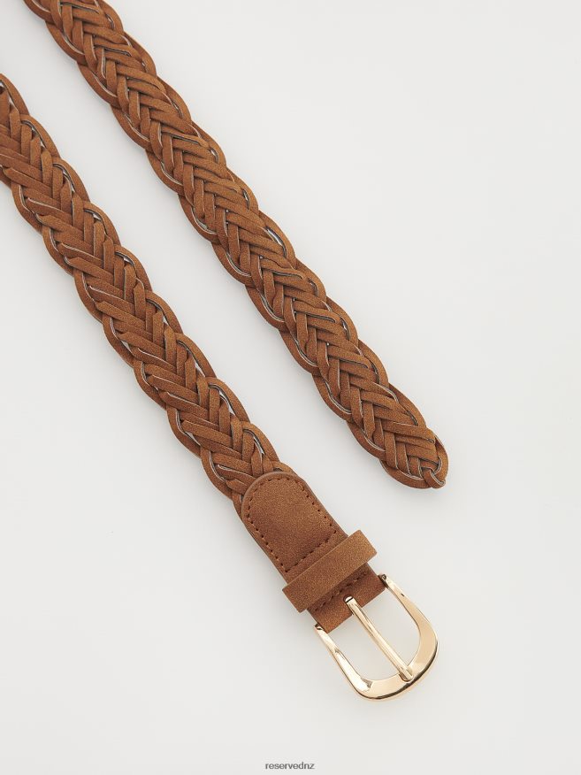 Reserved Women Braided Belt With Buckle P6H08T1027 Accessory Brown