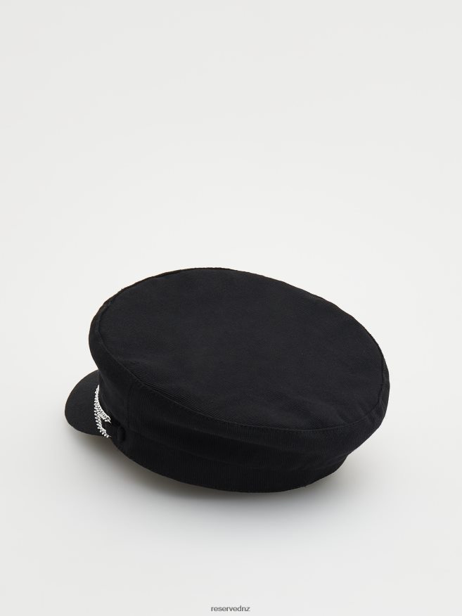 Reserved Women Baker Boy Hat With Chain Detail P6H08T1003 Accessory Black
