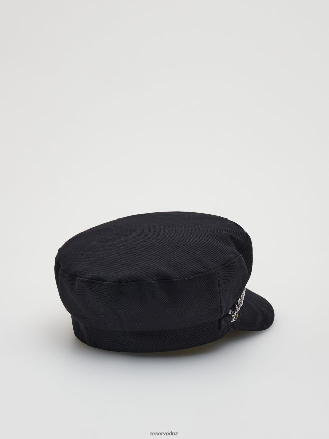 Reserved Women Baker Boy Hat With Chain Detail P6H08T1004 Accessory Black