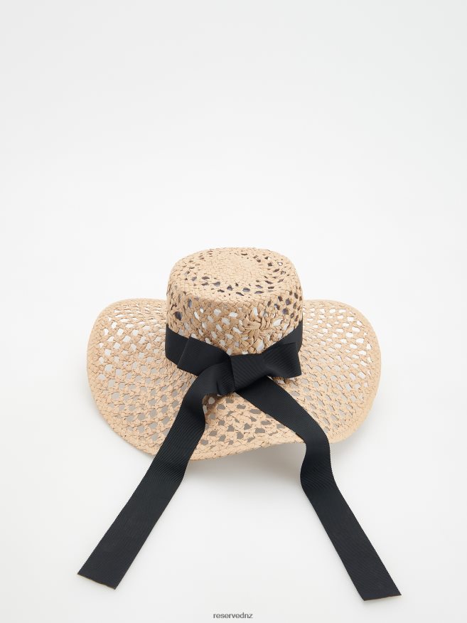 Reserved Women Hat With Decorative Bow Detail P6H08T1010 Accessory Wheat