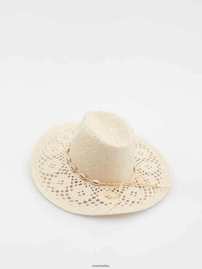 Reserved Women Hat With Decorative Shells P6H08T1009 Accessory Nude