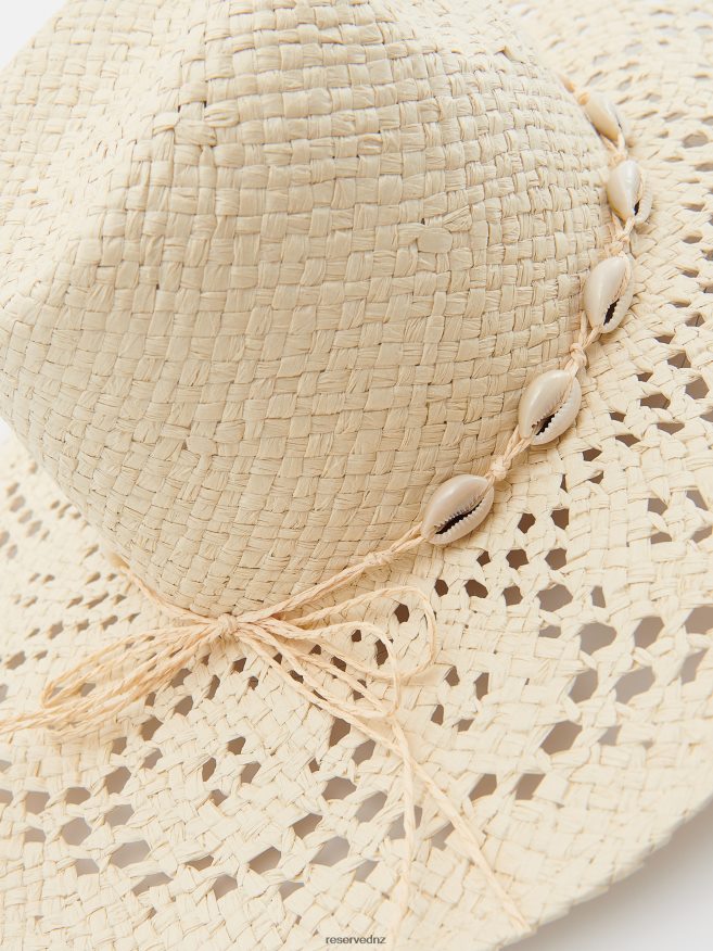 Reserved Women Hat With Decorative Shells P6H08T1009 Accessory Nude