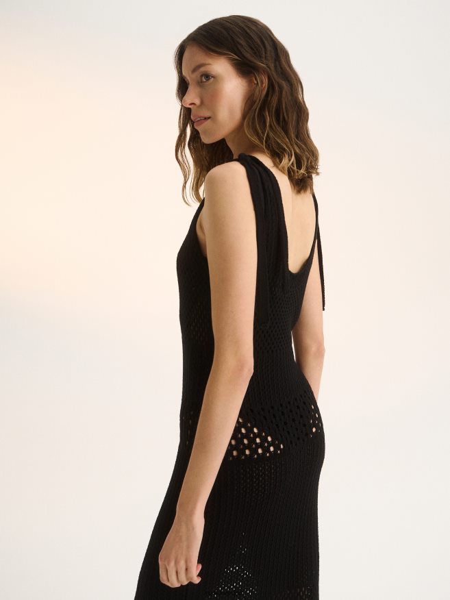 Reserved Women Dress With Fringe Hem P6H08T1065 Apparel Black