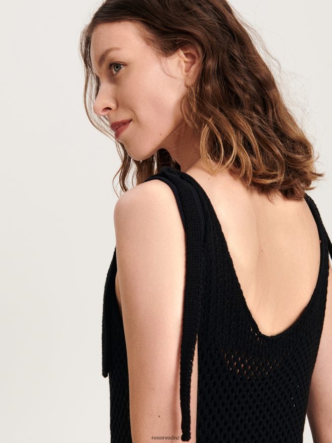 Reserved Women Dress With Fringe Hem P6H08T1065 Apparel Black