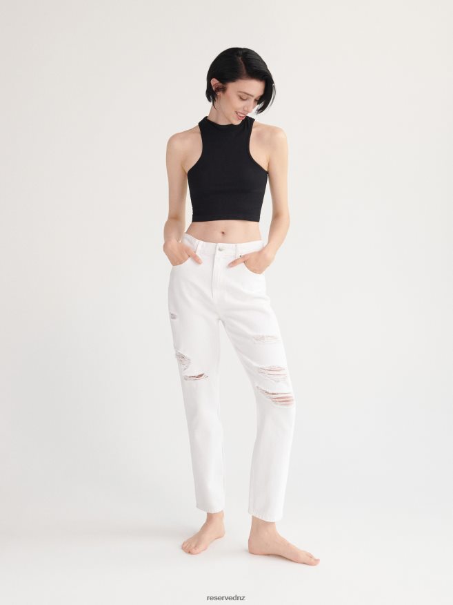 Reserved Women Distressed Mom Fit Jeans P6H08T803 Apparel White