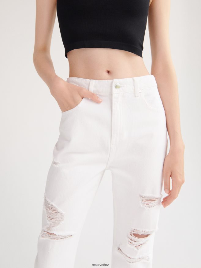 Reserved Women Distressed Mom Fit Jeans P6H08T803 Apparel White