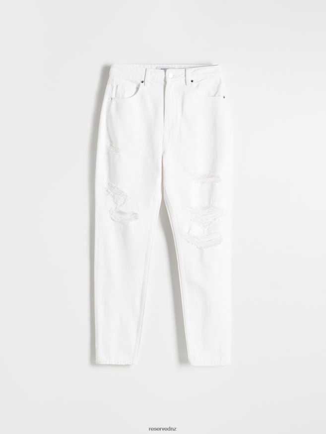 Reserved Women Distressed Mom Fit Jeans P6H08T803 Apparel White