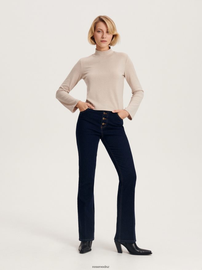 Reserved Women Flare Jeans P6H08T616 Apparel Indigo Jeans