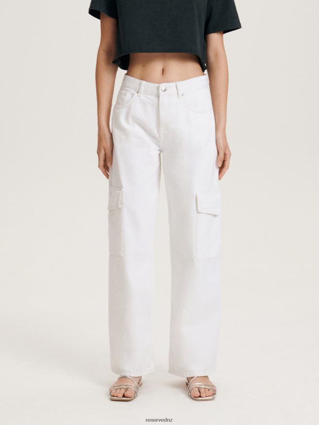 Reserved Women Flare Jeans P6H08T788 Apparel White