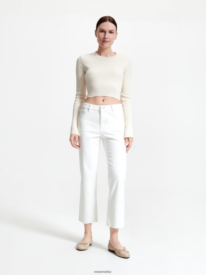 Reserved Women Flare Jeans P6H08T806 Apparel Cream