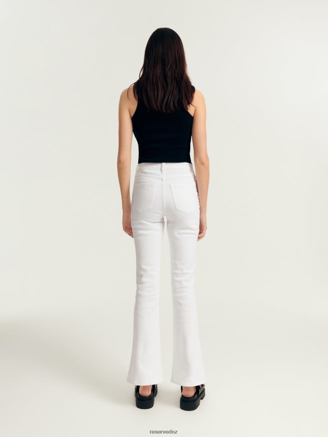 Reserved Women High Waist Flare Jeans P6H08T785 Apparel White